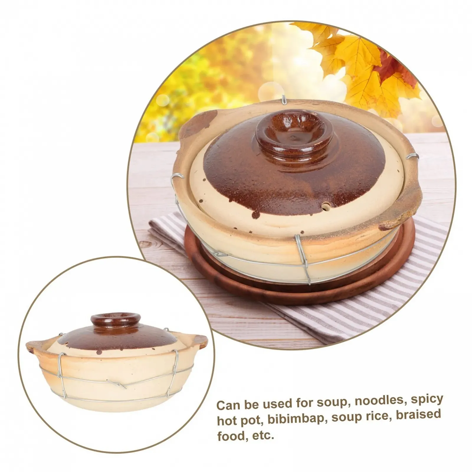 Каструля глиняна ABOOFAN з ручкою для тушкування, фото №8