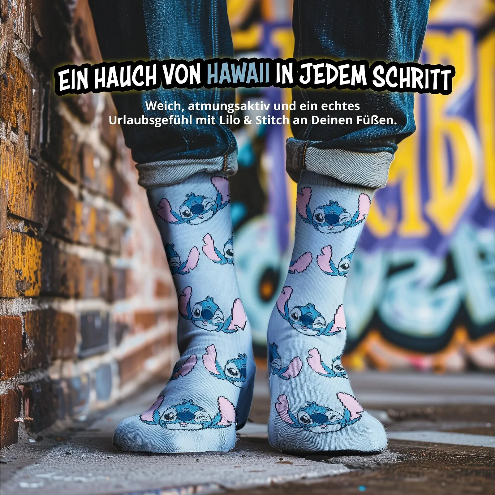 Носки United Labels Disney Lilo & Stitch для женщин, голубые, размер 38-43, 5 пар, фото №3