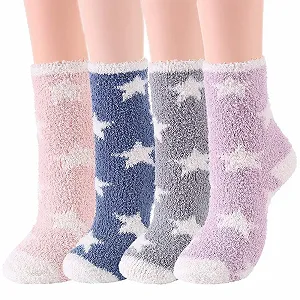 Носки Женские Теплые зимние носки 4 пары Мягкие носки Вязаные носки Разноцветные - Фото 1