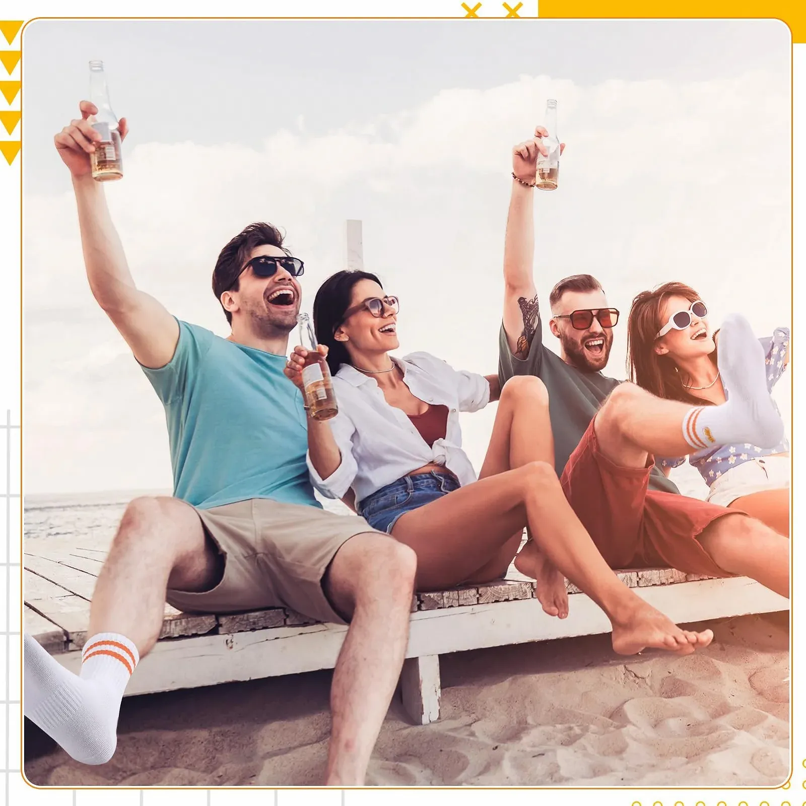 Носки Aperol Spritz, вышитые теннисные носки, женские носки Aperol, дышащие спортивные носки, смешные пивные носки, подарок для мужчин и женщин (6 пар), фото №4