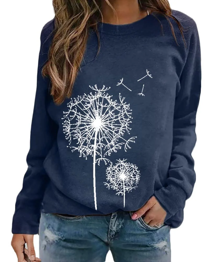 Свитшот Minetom Женский С буквами принт Осенний с длинными рукавами Круглый вырез Свободный Повседневный Топ Спортивный Уличный стиль Без капюшона Осенний Зимний, фото №1
