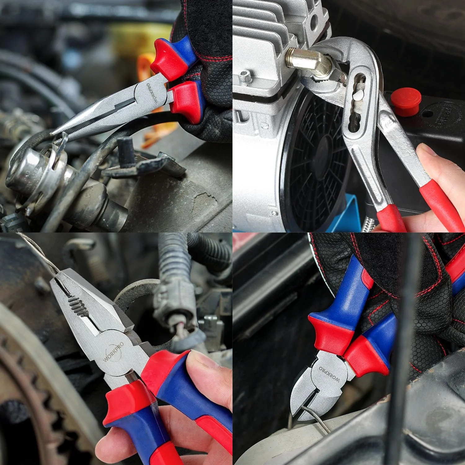 Набор плоскогубцев Workpro Бытовые плоскогубцы Комбинированные плоскогубцы Длинногубцы Боковые кусачки Клещи переставные для водяных насосов 4 шт, фото №8 Набор плоскогубцев Workpro Бытовые плоскогубцы Комбинированные плоскогубцы Длинногубцы Боковые кусачки Клещи переставные для водяных насосов 4 шт, фото №8