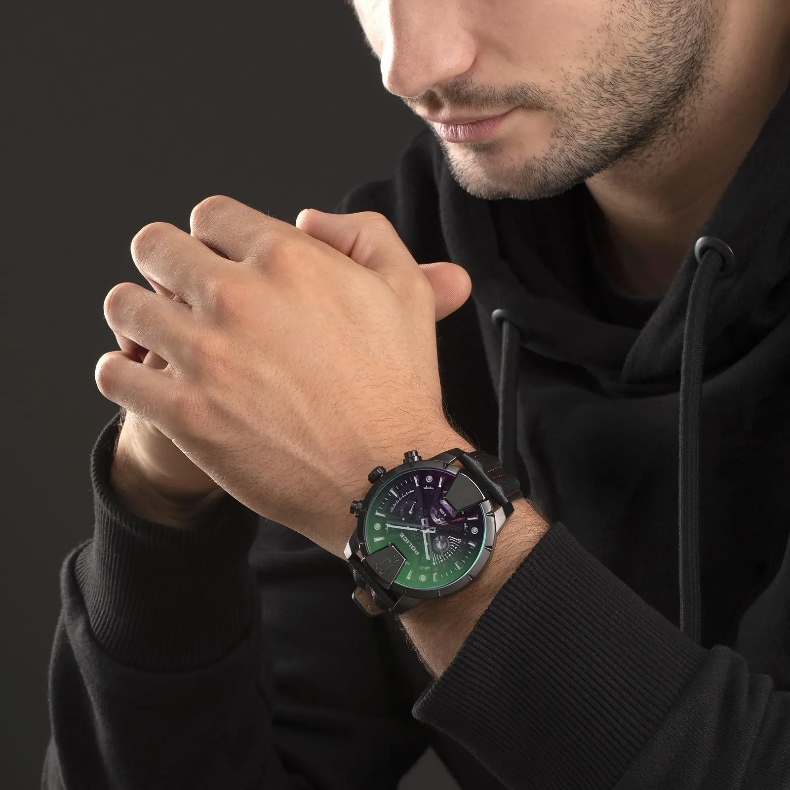 Часы Police Кварцевые Аналоговые PEWJF2203704 Мужские Кожаный Ремешок Серо-черно-фиолетовый Modern, фото №5 Часы Police Кварцевые Аналоговые PEWJF2203704 Мужские Кожаный Ремешок Серо-черно-фиолетовый Modern, фото №5