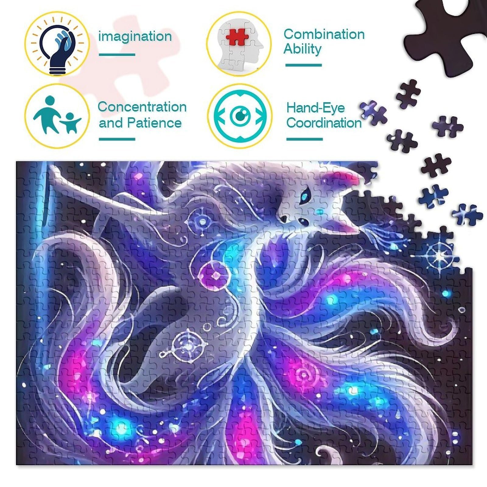 Деревянные пазлы Nine-tailed Fox 1000 деталей, 70 x 50 см, фото №4