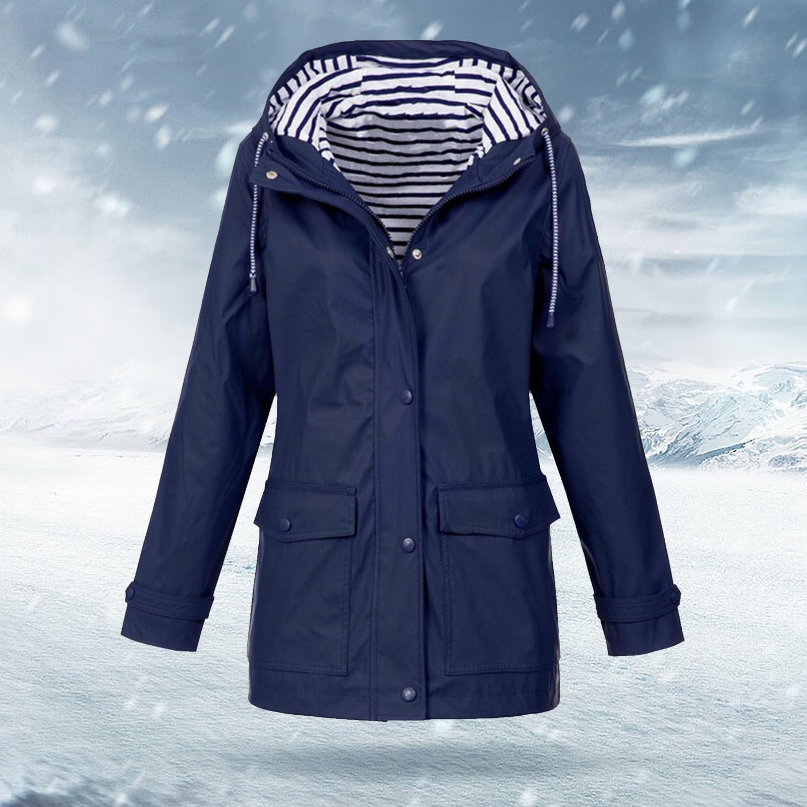 Дождевик Женский Однотонный Большого Размера с Капюшоном, фото №2