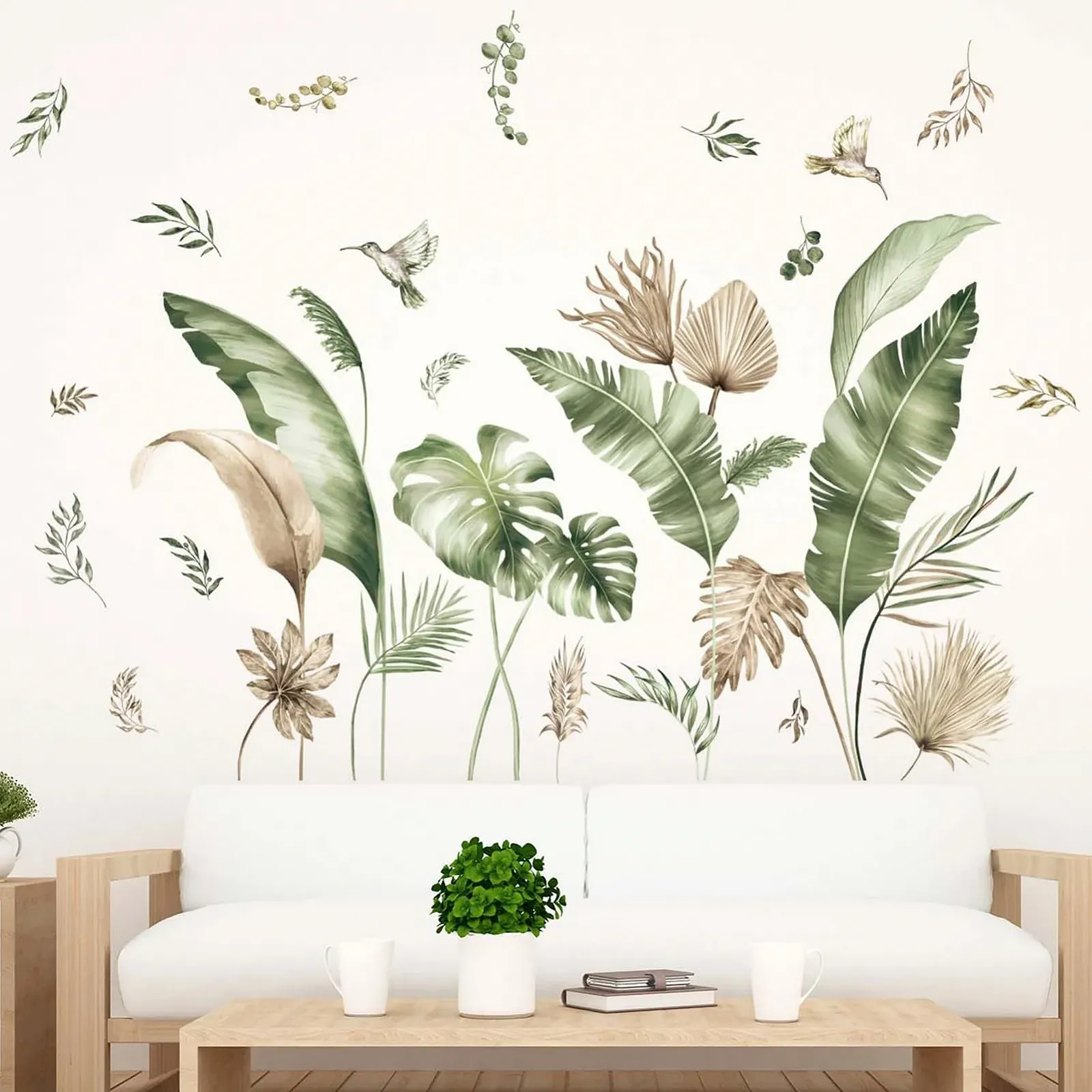 Наклейка на стіну Amimagen Бохо Тропічне листя Зелений, фото №1