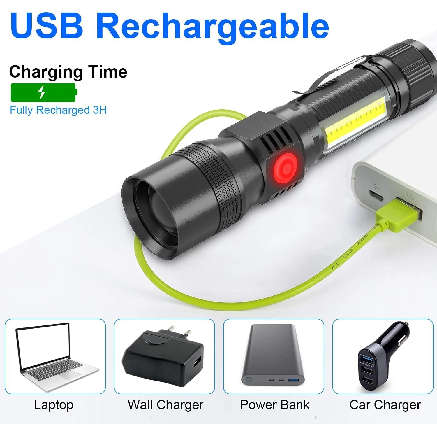 Ліхтар Karrong LED UV 395 нм Магнітний USB Перезаряджуваний COB Бічне світло Червоне світло 2200 mAh Акумулятор Водонепроникний Ультрафіолетова, фото №6