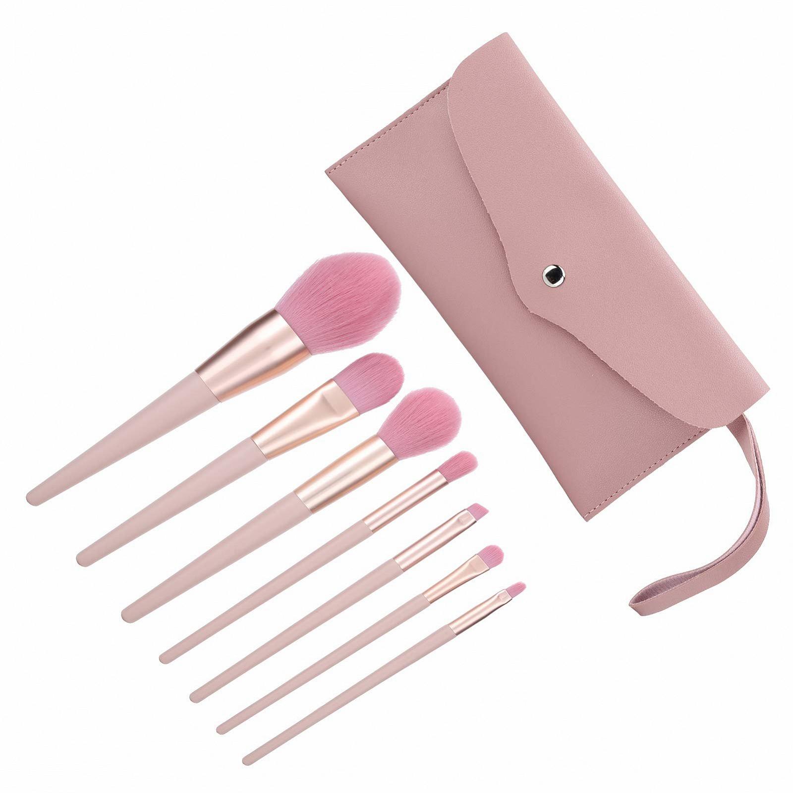 Набір пензлів для макіяжу з сумкою Nude Pink, 7 шт., фото №1