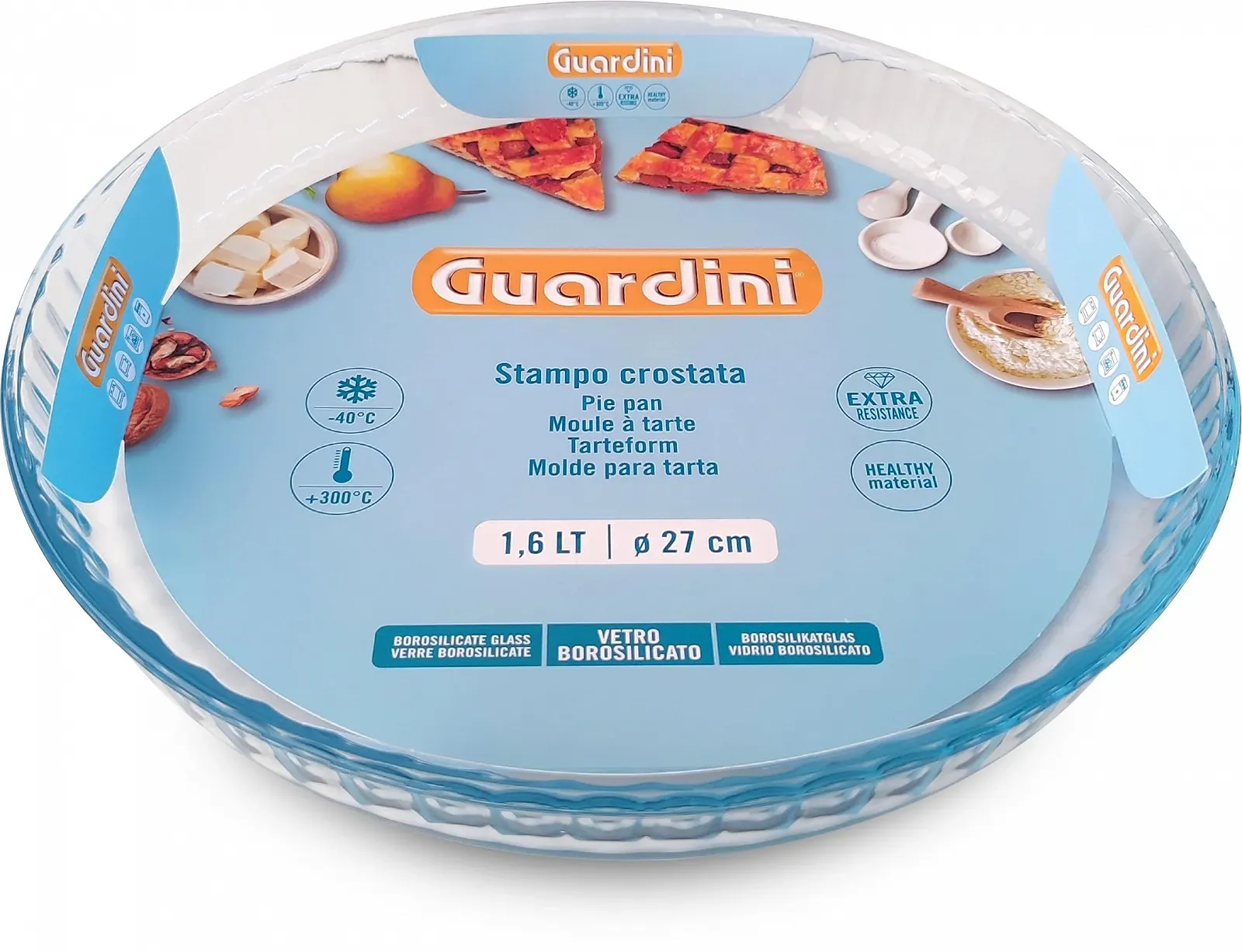 Форма для запекания Guardini Боросиликатное стекло 27 см 1.6 л Прозрачный/Светло-голубой, фото №3