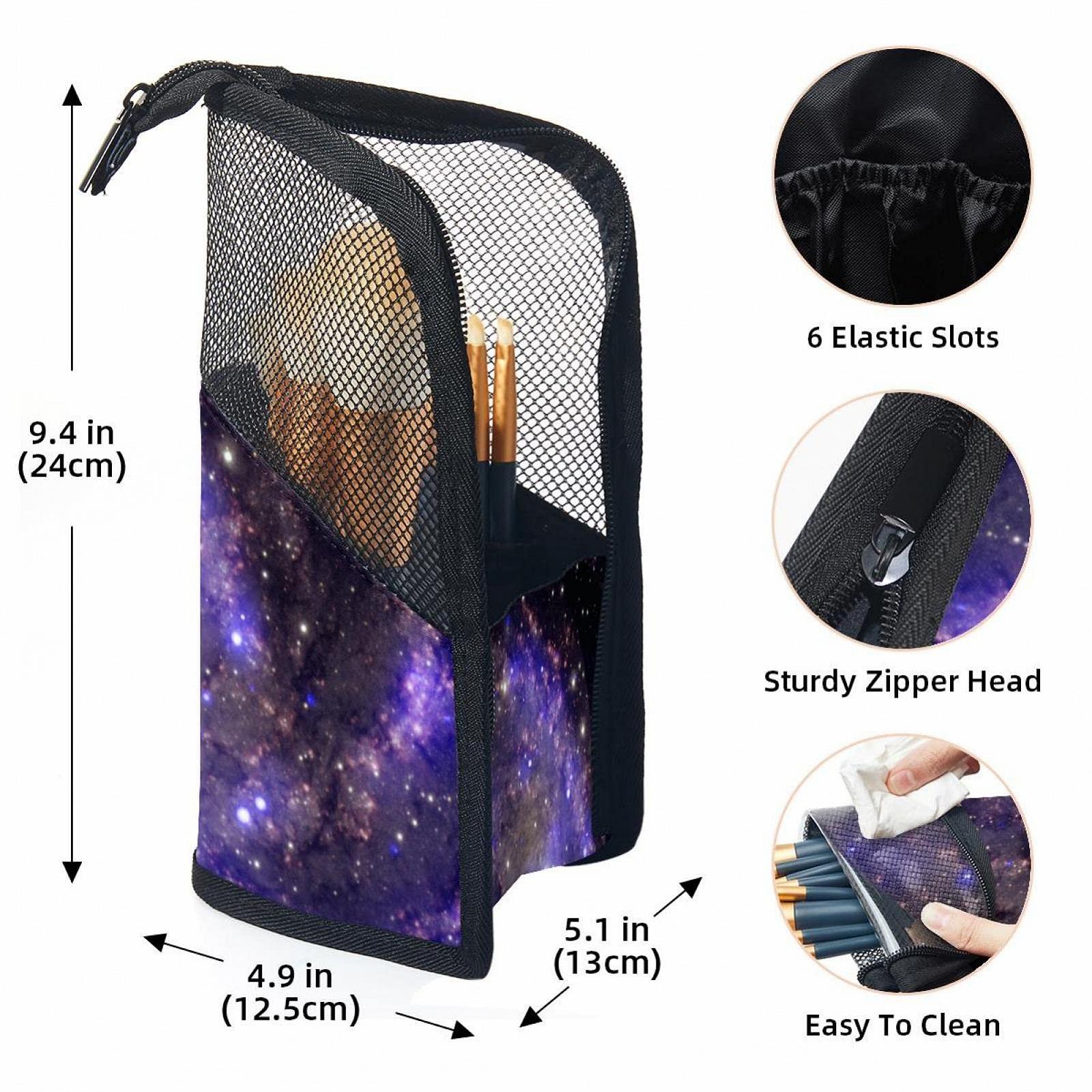 Набор кистей для макияжа с органайзером Weltraum lila kosmische Galaxie, 12 шт, фиолетовый, фото №3