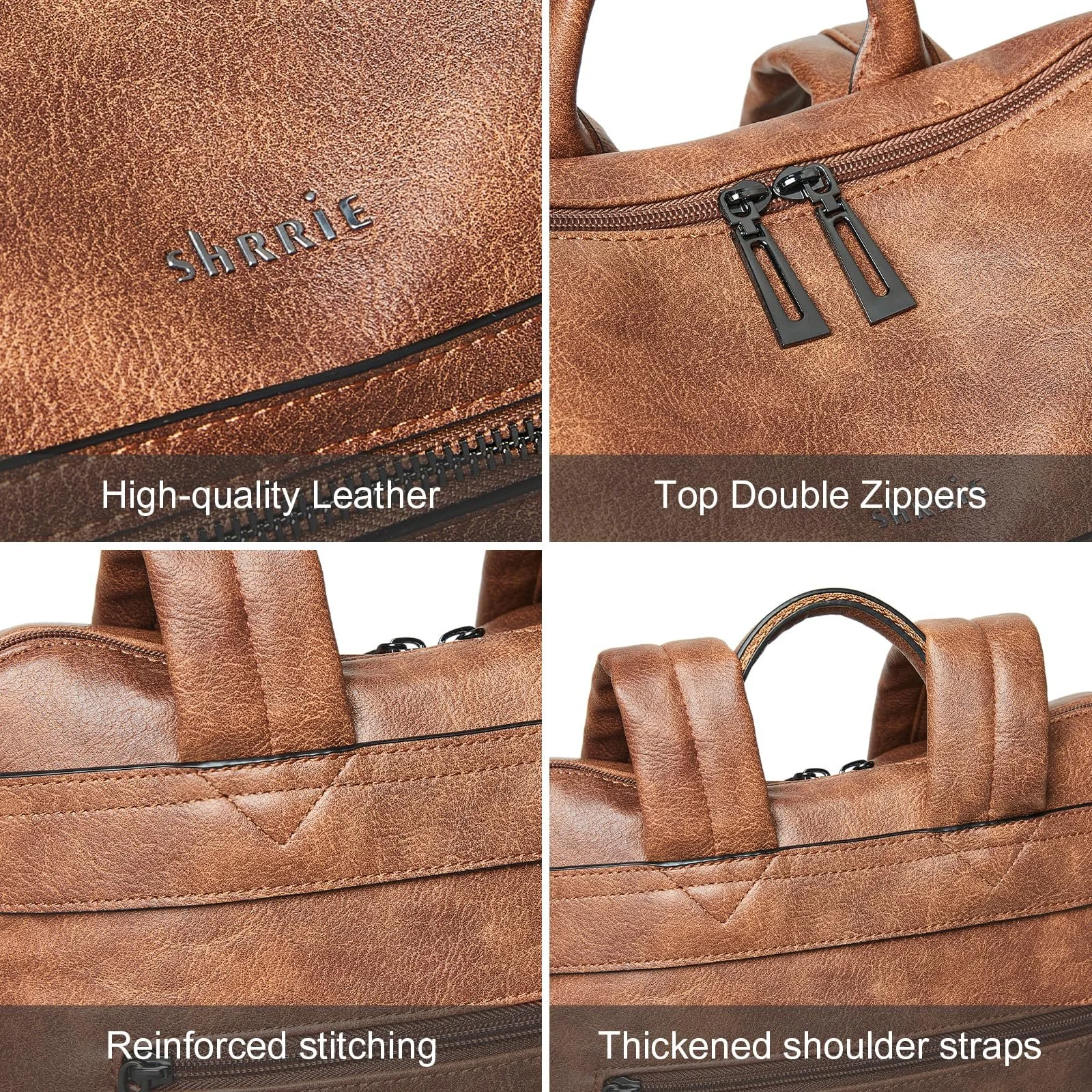 Рюкзак для ноутбука Shrrie 15.6 дюйма Leather Water Resistant Двухцветный Коричневый, фото №7 Рюкзак для ноутбука Shrrie 15.6 дюйма Leather Water Resistant Двухцветный Коричневый, фото №7