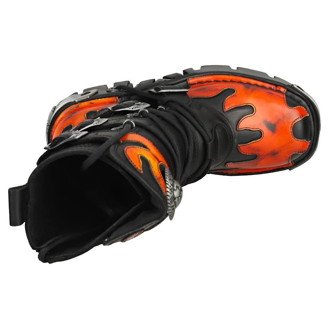Черевики New Rock Reactor Black Pulik Fire Buckles Шкіряні Metallic Flames Black M.591-S16, фото №8