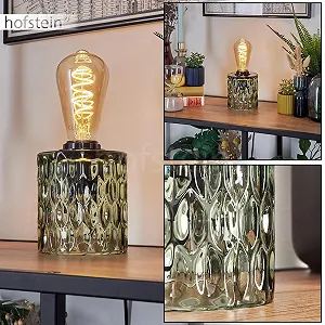 Настільна лампа HOFSTEIN Sonhim Modern Vintage / Retro Design Метал / Скло Ø11 см E27 Зелений / Чорний synthetic.ua - Фото 1