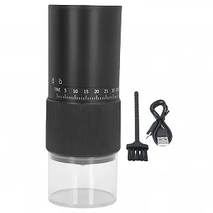 Электрическая кофемолка портативная с USB зарядкой, регулируемая для кемпинга, офиса, помола зерен, орехов и прочего - Фото 1