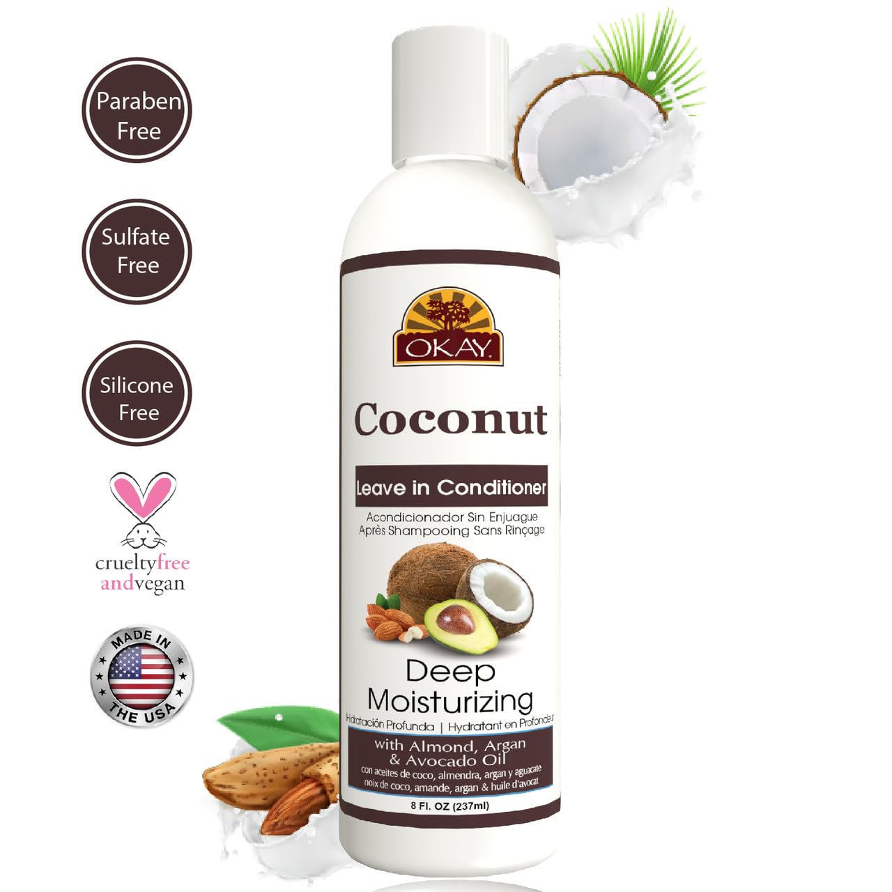 Кондиціонер Okay OKAY Coconut Oil Deep Moisturising Leave-in 8 унцій, фото №4
