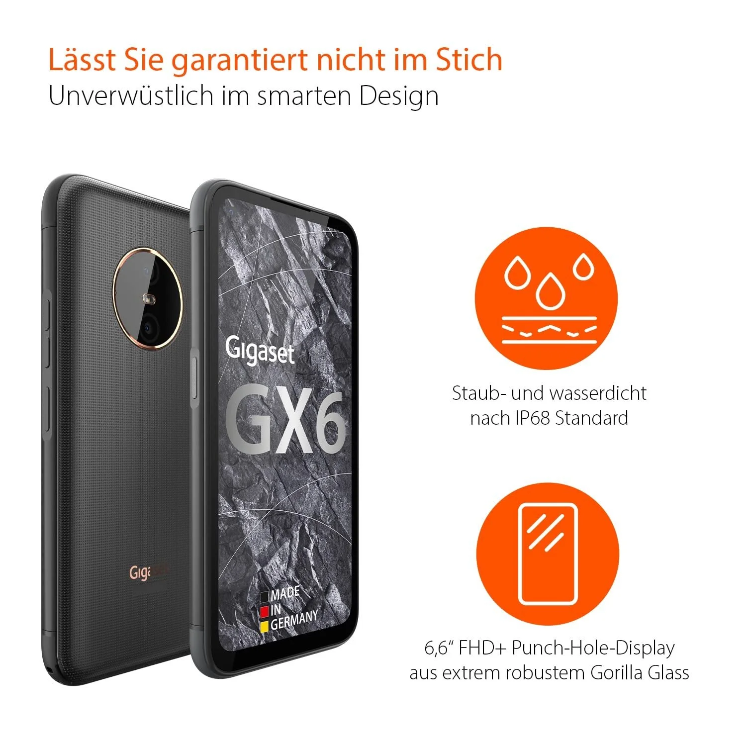 Смартфон Gigaset GX6 5G IP68 6.6" FHD+ Gorilla Glass 128GB 6GB RAM 50 Мп Titanium Black, фото №2 Смартфон Gigaset GX6 5G IP68 6.6" FHD+ Gorilla Glass 128GB 6GB RAM 50 Мп Titanium Black, фото №2
