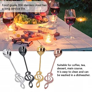 Ложка из нержавеющей стали 304, 4 шт, Модель с музыкальными нотами для кофе, 15,5 x 2,5 см synthetic.ua - Фото 1