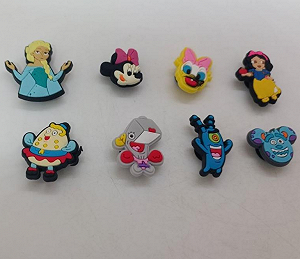 Набір джибітсів для кроксів (Crocs) «Принцеси та друзі» — Аксесуари Ельза, Білосніжка, Мінні Маус, Планктон, 8 шт. аксесуари для взуття crocs принцеси disney synthetic.ua - Фото 1