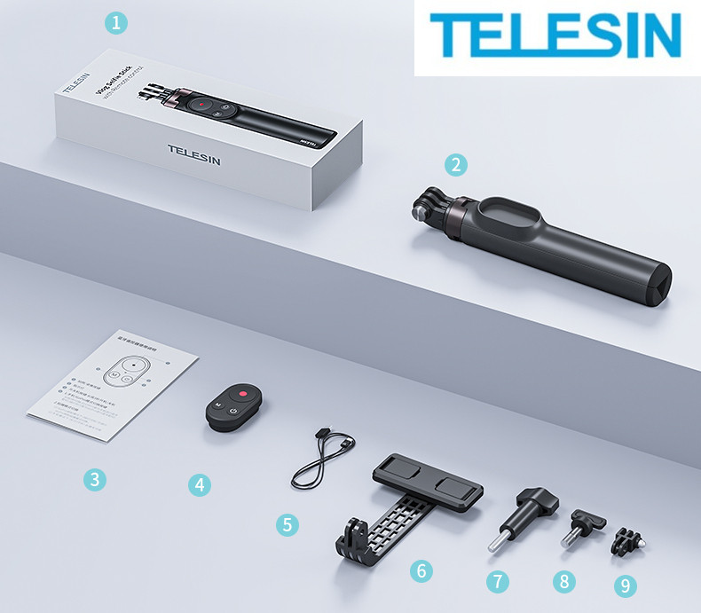 Монопод-штатив з пультом для GoPro 11/10/9/8/Max телефону 60см Telesin TE-RCSS-001, фото №4