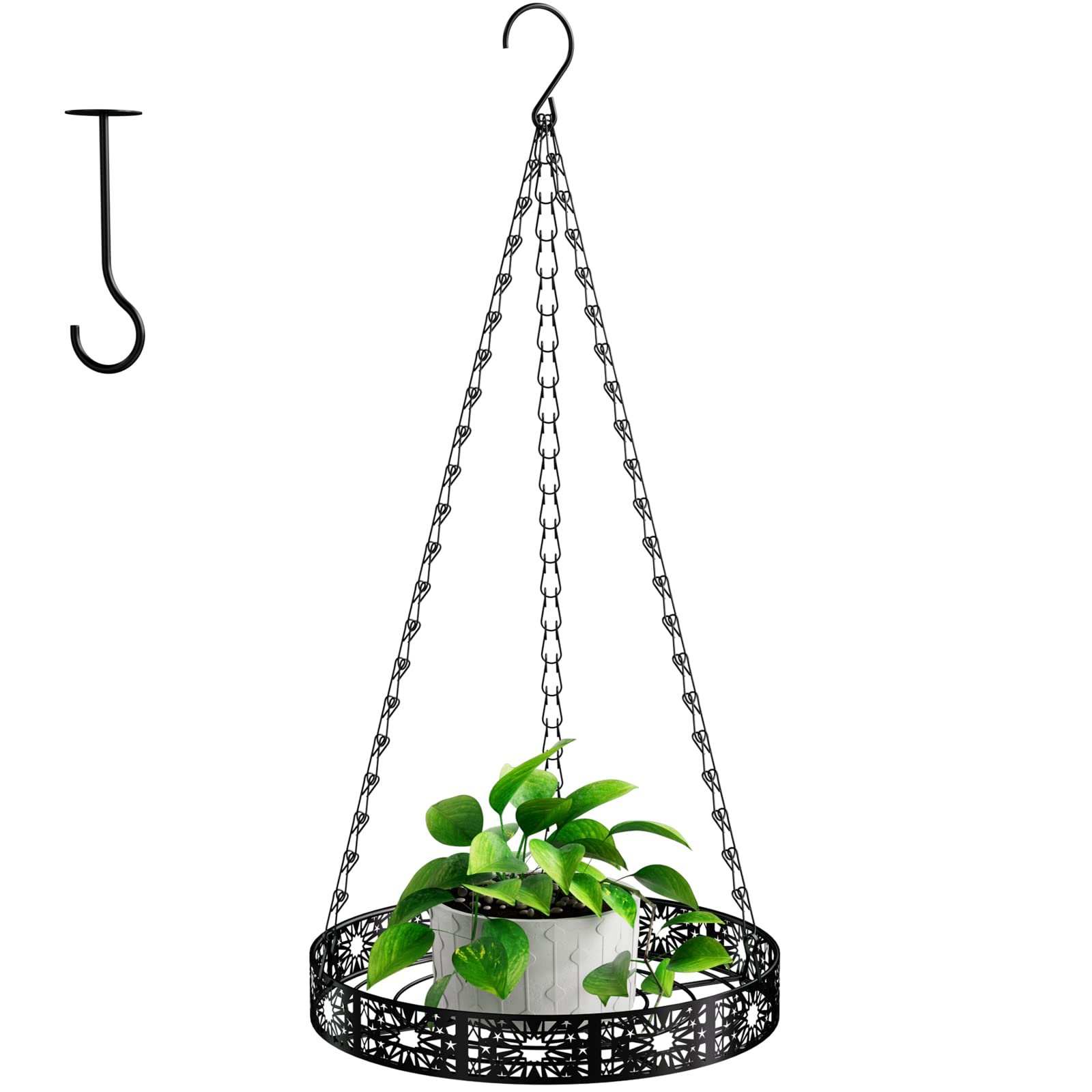 Підвісне кашпо Bomclap металеве зі стельовим гачком та ланцюжком, чорне, фото №1 Підвісне кашпо Bomclap металеве зі стельовим гачком та ланцюжком, чорне, фото №1