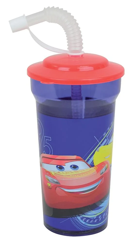 Детский набор посуды Сars Disney: стакан 220 мл, суповая тарелка диаметром 16 см, стакан с соломинкой 400 мл и 2 набора с 2 крышками высотой 13,5 см многоразовый, фото №6