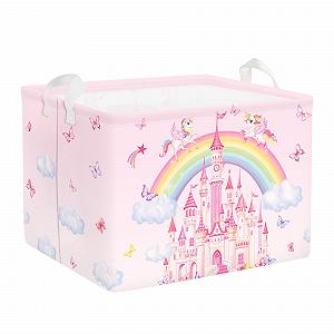 Корзина для игрушек Детская HUUMONSS Rainbow Animals Складная для девочек Большая, 36 л - Фото 1