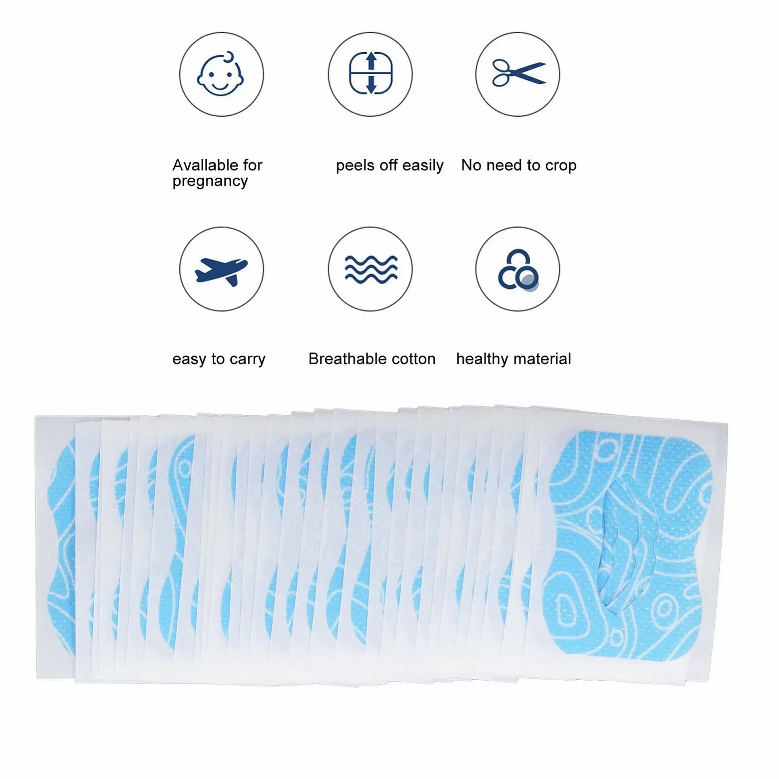 Стрічка для рота для сну Ніжна портативна 30 штук Покращує нічний сон (Синя), фото №4