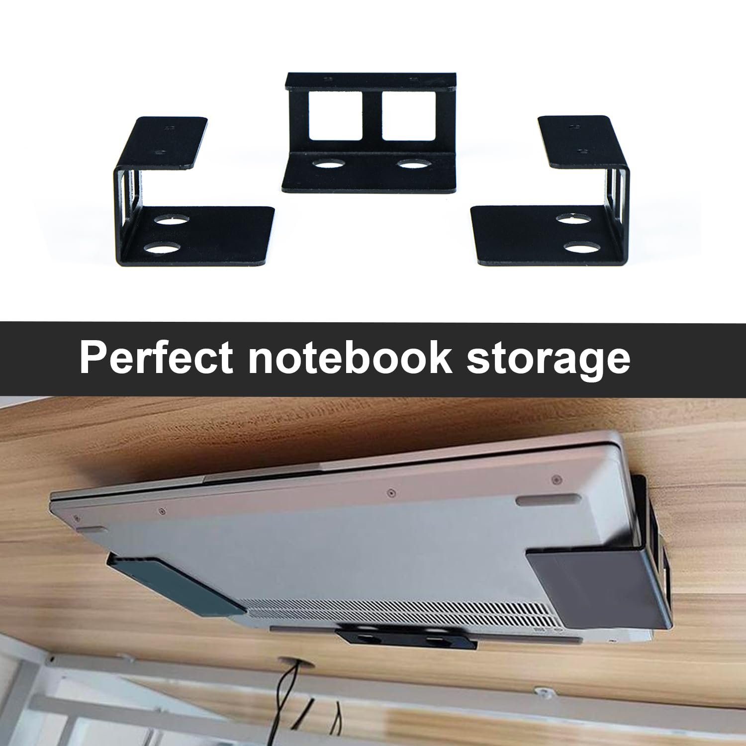 Держатель для ноутбука под стол Алюминиевая полка-держатель с винтом Совместим с 0-40 мм Черный, фото №9 Держатель для ноутбука под стол Алюминиевая полка-держатель с винтом Совместим с 0-40 мм Черный, фото №9