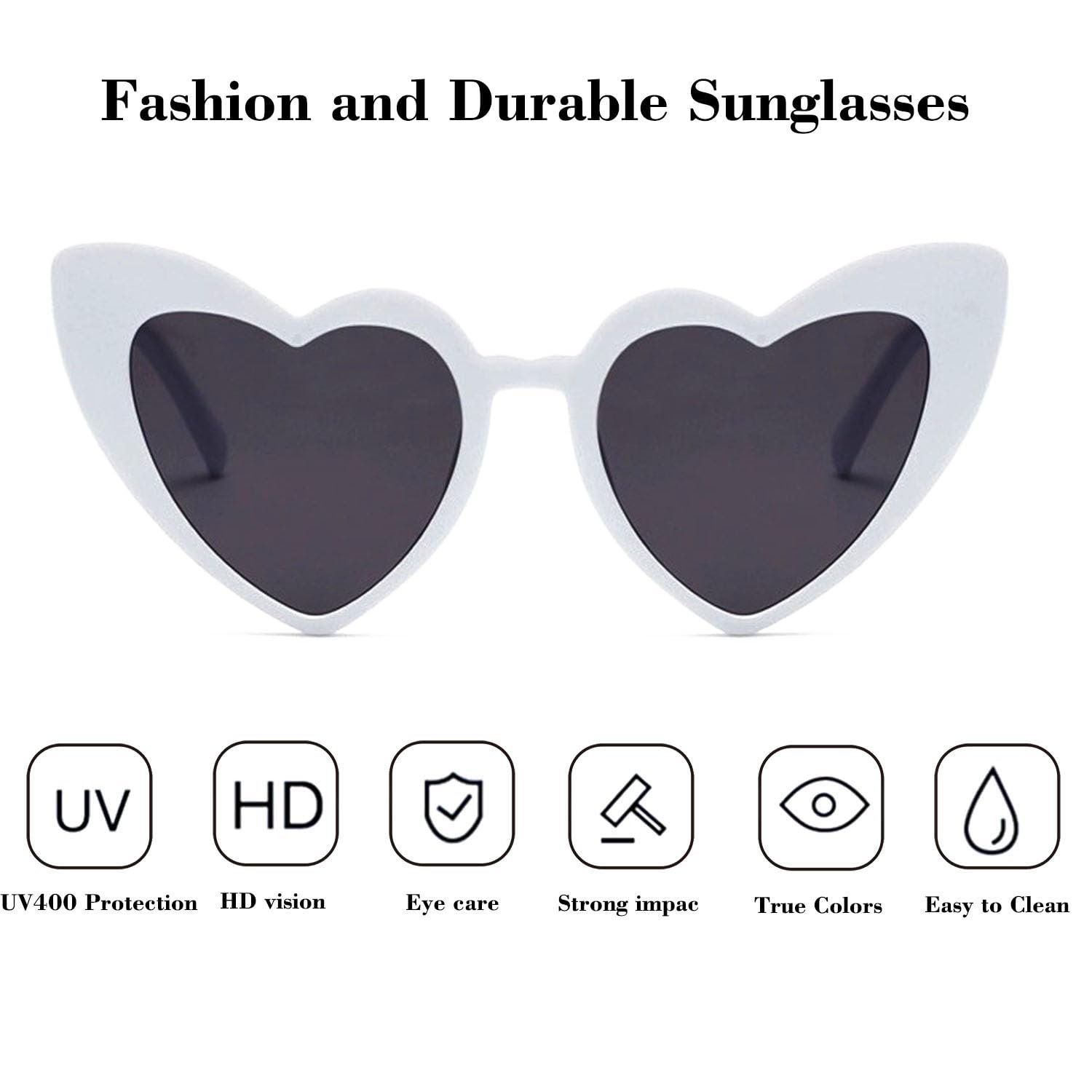 Набор солнцезащитных очков в форме сердца, 4 шт., белые, фото №5