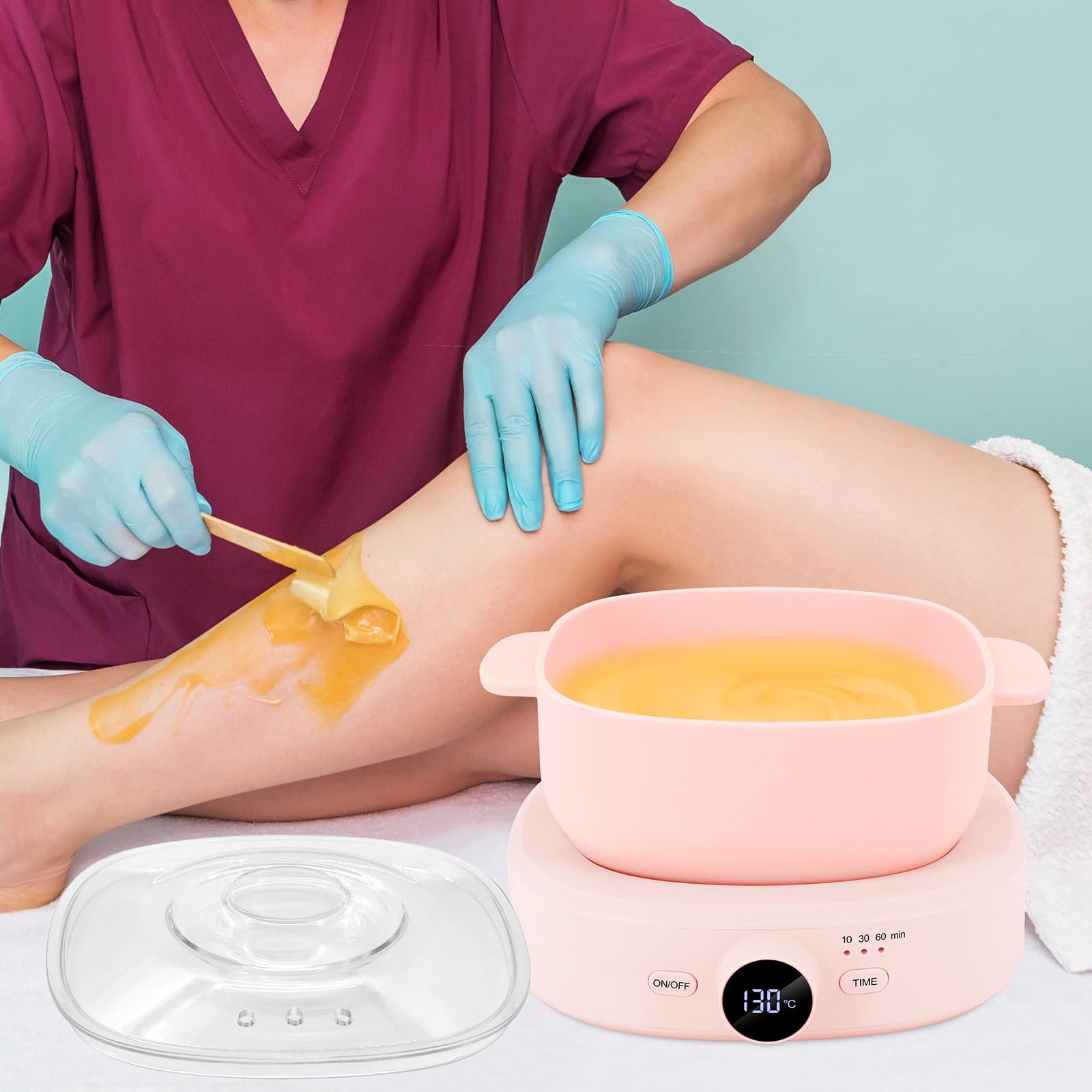 Воскоплав электрический Professional Electric Wax Heater с регулировкой температуры и таймером Pink, фото №3