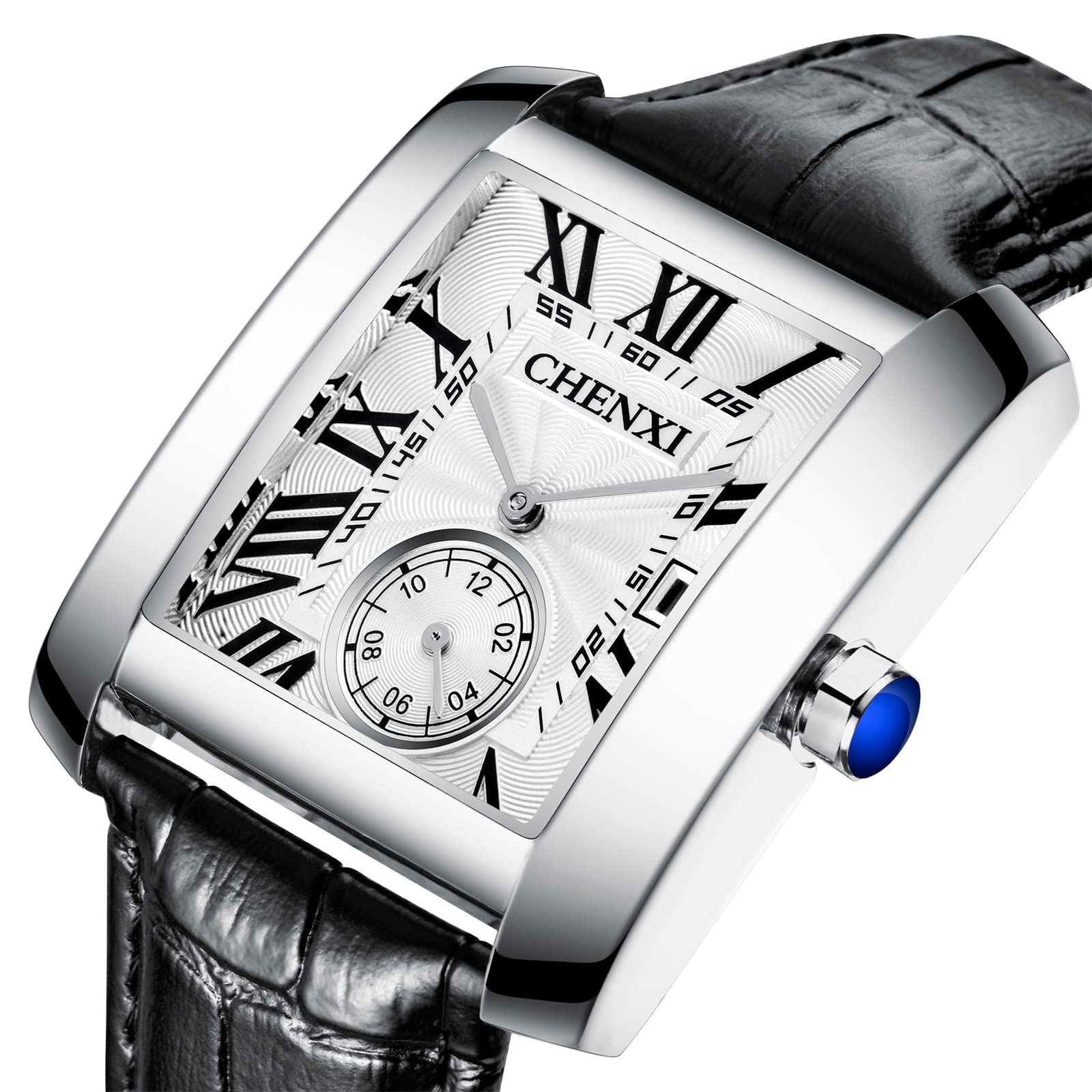 Чоловічий годинник JewelryWe Retro Аналоговий Кварцовий Римські цифри Шкіряний ремінець Чорний, Синій, Коричневий, фото №6