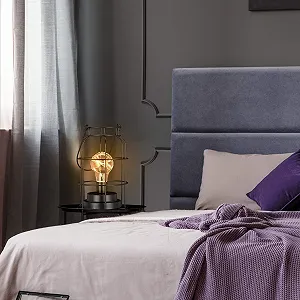 Настільна лампа Relaxdays Vintage Решітчаста LED Теплий білий Батарейка Чорна synthetic.ua - Фото 1