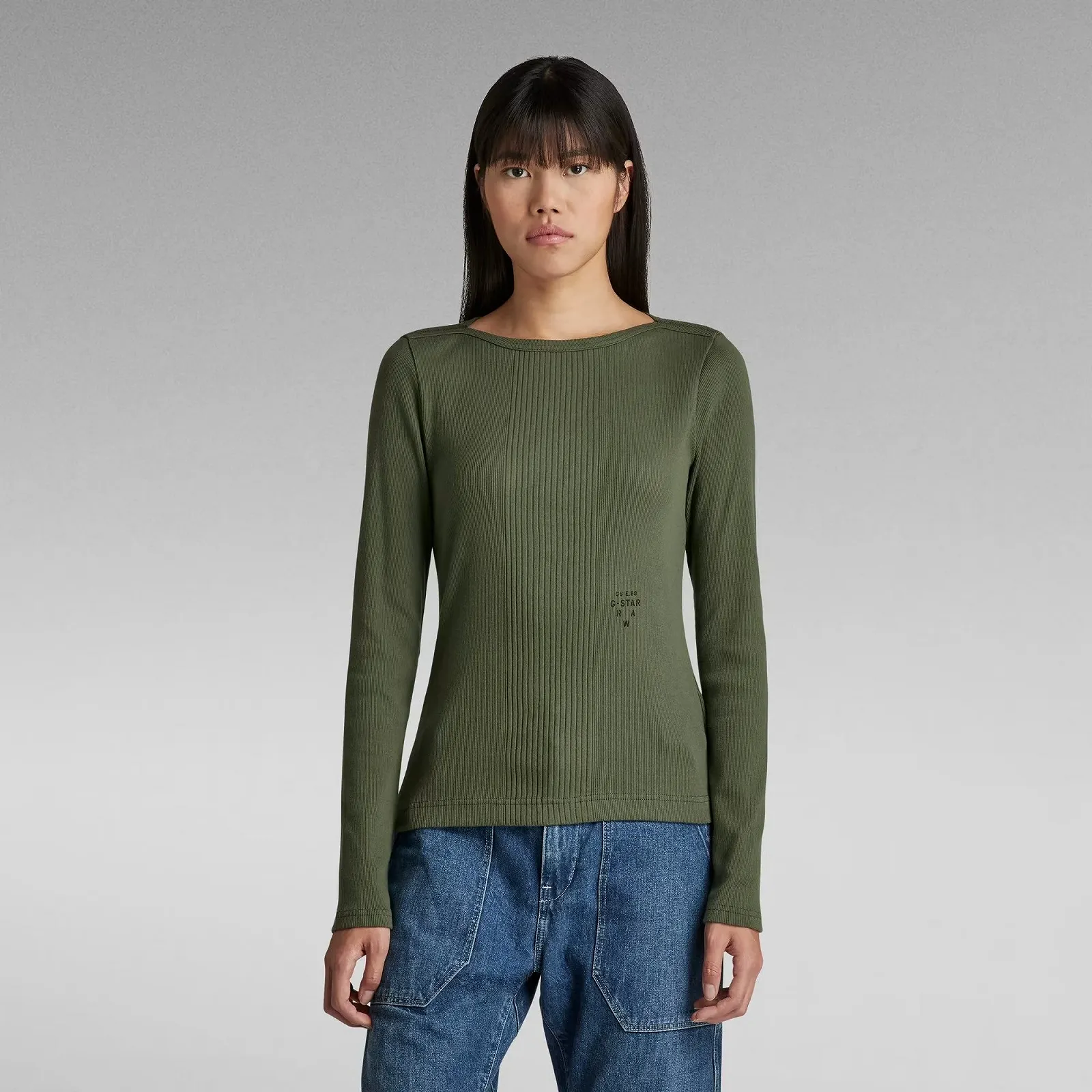 Жіночий топ G-Star RAW Slim Rib Boatneck Top - S, фото №1