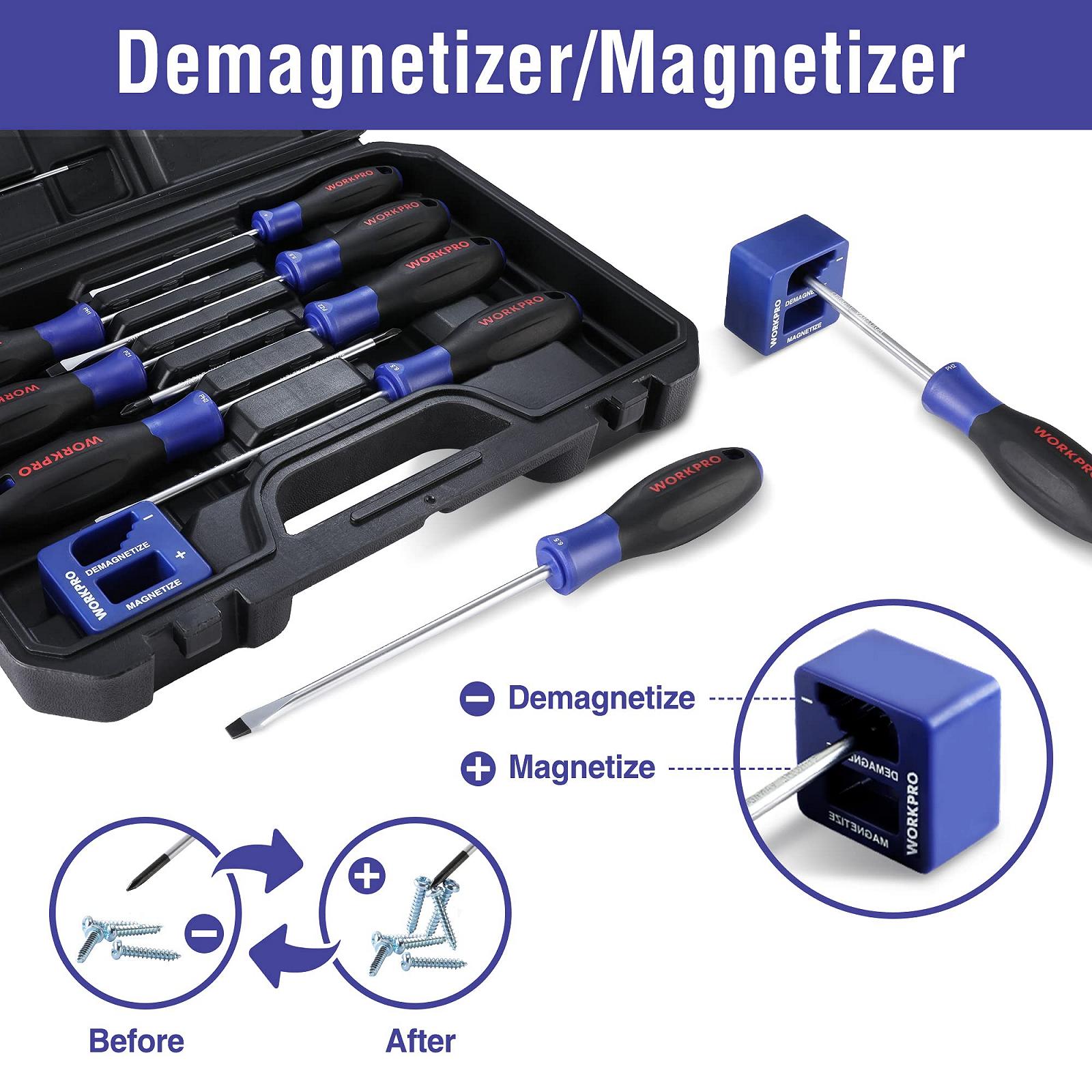 Набор отверток WORKPRO Professional Magnetic & Mini Precision (SL/PH/Torx/PZ) из Cr-V с кейсом и нескользящей рукояткой 16 штук для DIY и точной механики, фото №2