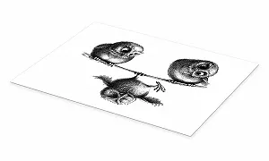Постер Three Owls High Rope Act Stefan Kahlhammer 70 x 50 см Черно-белый Рисунок synthetic.ua - Фото 1