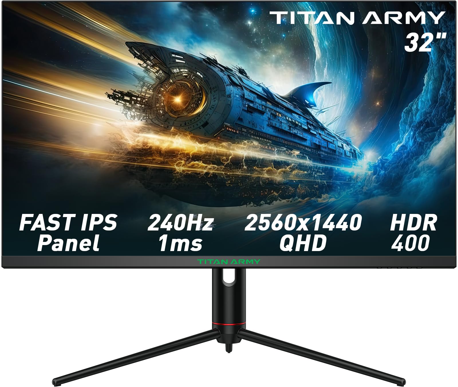 Монитор TITAN ARMY P32A2S2 240Hz 1440P Gaming 32 дюйма QHD 2560 x 1440 Fast IPS 1ms GTG Adaptive-Sync безрамочный HDR400 97% DCI-P3 Low Blue Light регулируемая подставка DP & HDMI x2, фото №1