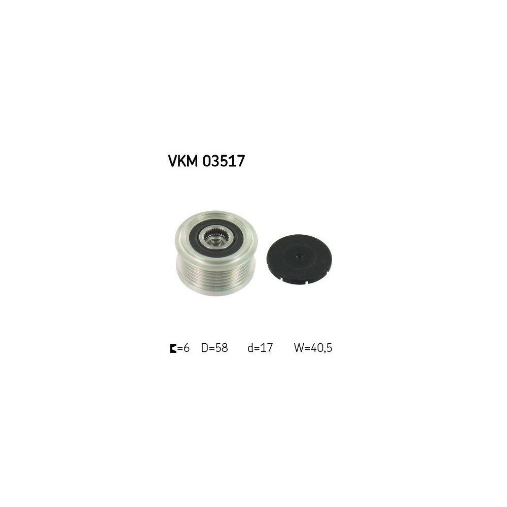 Шкив генератора с обгонной муфтой SKF VKM 03517 для OPEL VAUXHALL, фото №1 Шкив генератора с обгонной муфтой SKF VKM 03517 для OPEL VAUXHALL, фото №1