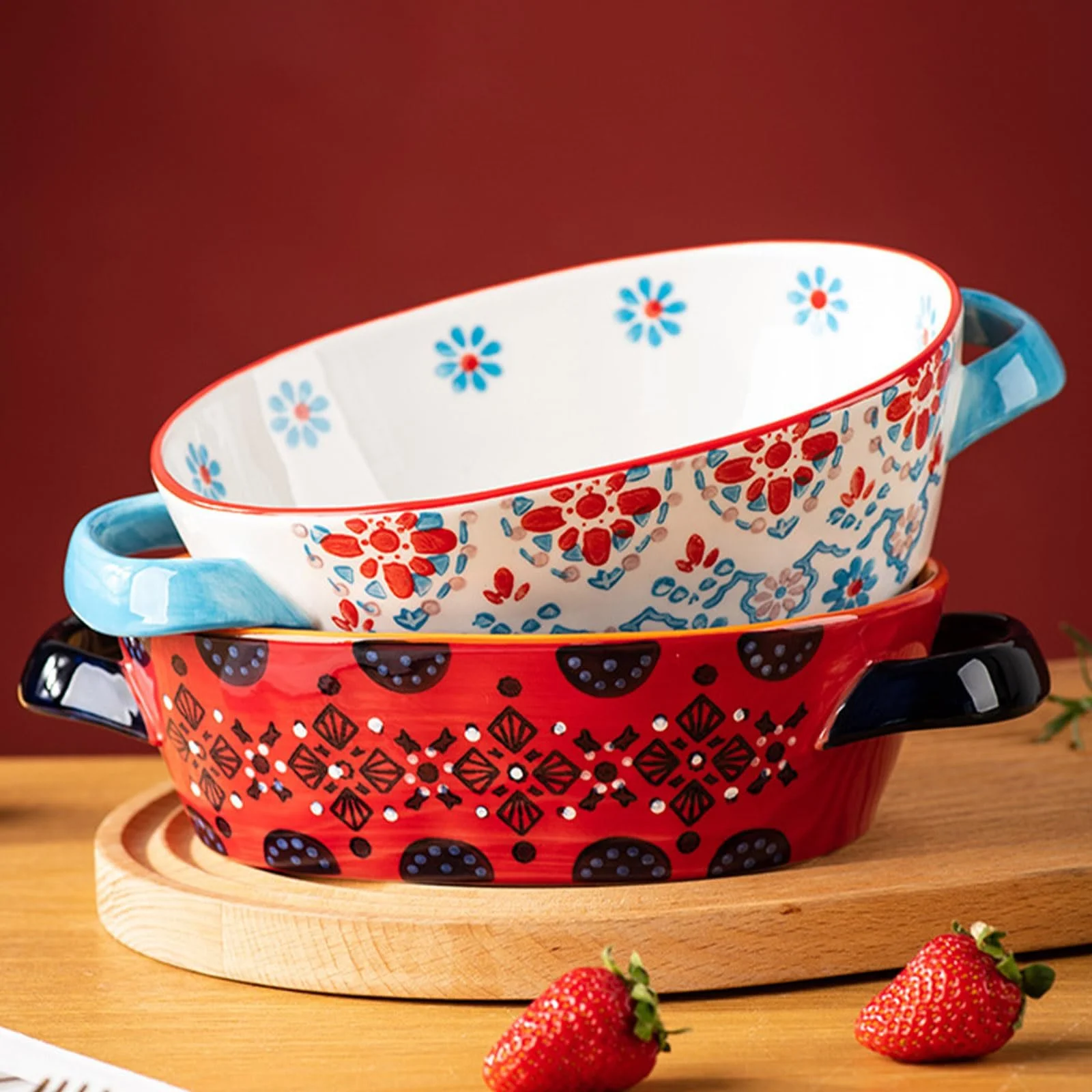 Форма для запекания керамическая 24 унции Розовая, фото №6