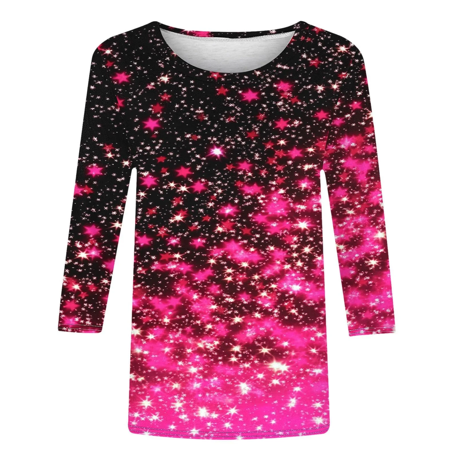 tsaChick Женский Пуловер на День Святого Валентина С принтом Круглый вырез Рукав семь восьмых Футболка с круглым вырезом Пуловер Топ Блузка Женская Элегантная Базовая Рубашка с длинным рукавом Женская Кожаная Куртка с Мехом, фото №4