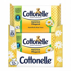 Салфетки влажные Cottonelle Naturally Nourishing Ромашка и Алоэ Вера, 12 x 42 шт - Фото 1
