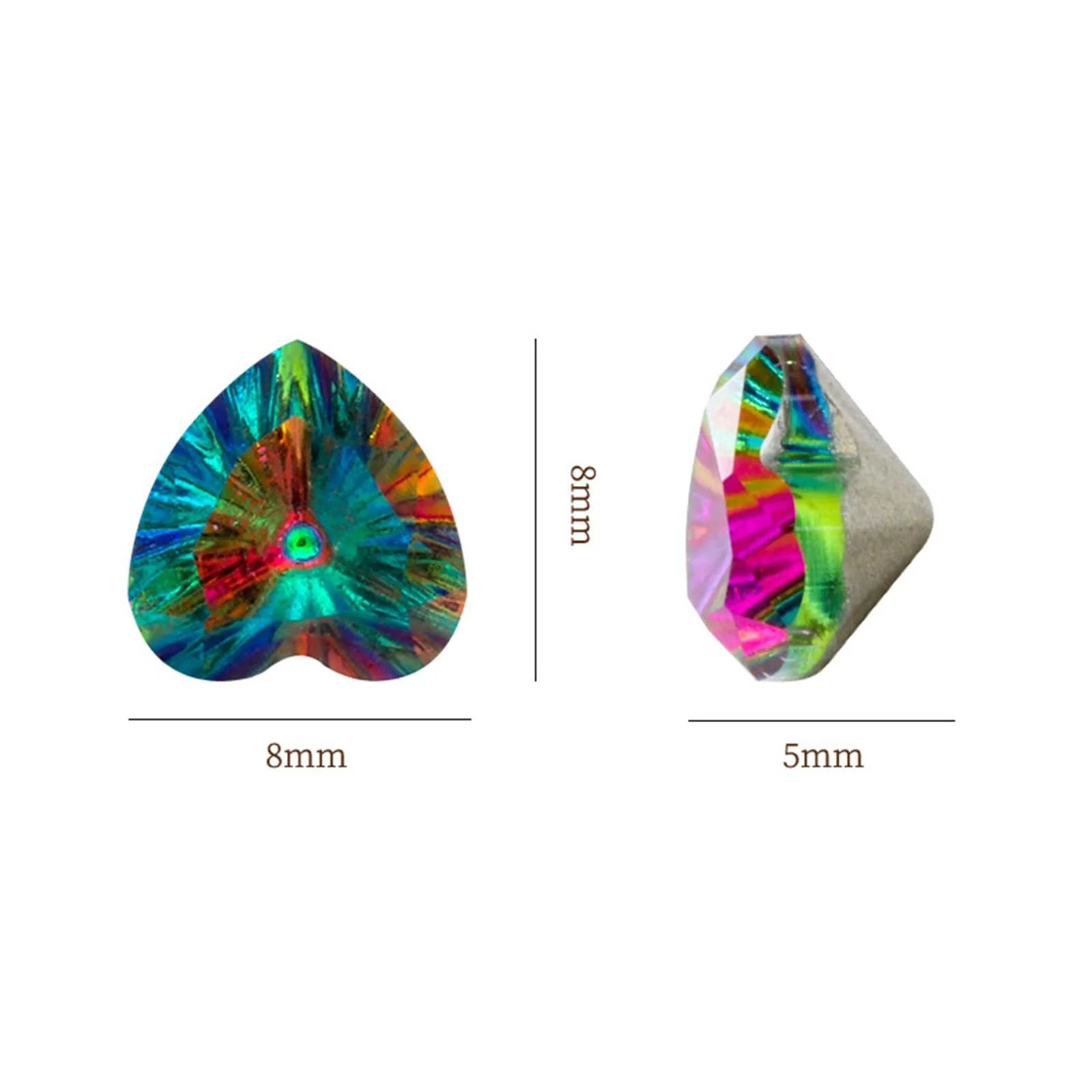 Стрази Форми Серця No Brand 10 мм, випадковий колір, 20 шт, фото №2