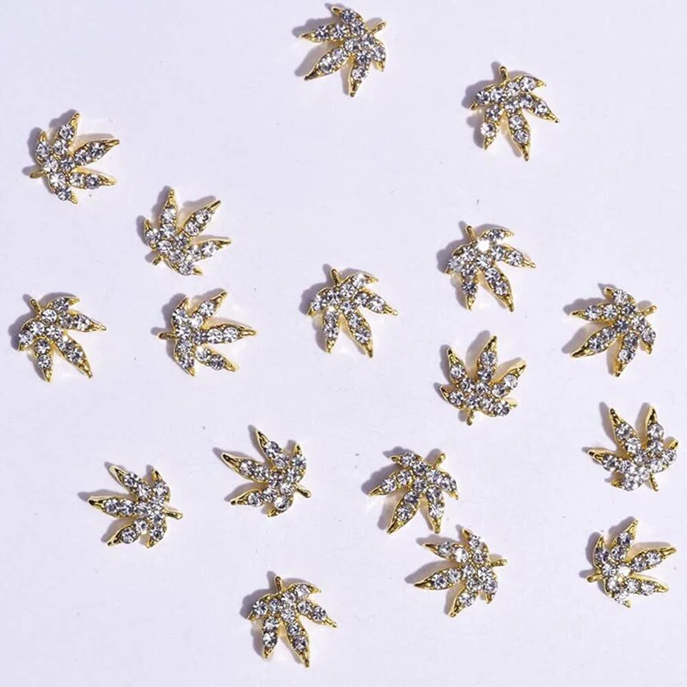Набор Листья из сплава THCBD 3D украшения для ногтей, стразы, блестки для ногтей, кристаллы, бриллианты, аксессуары со стразами, 40 шт, фото №1