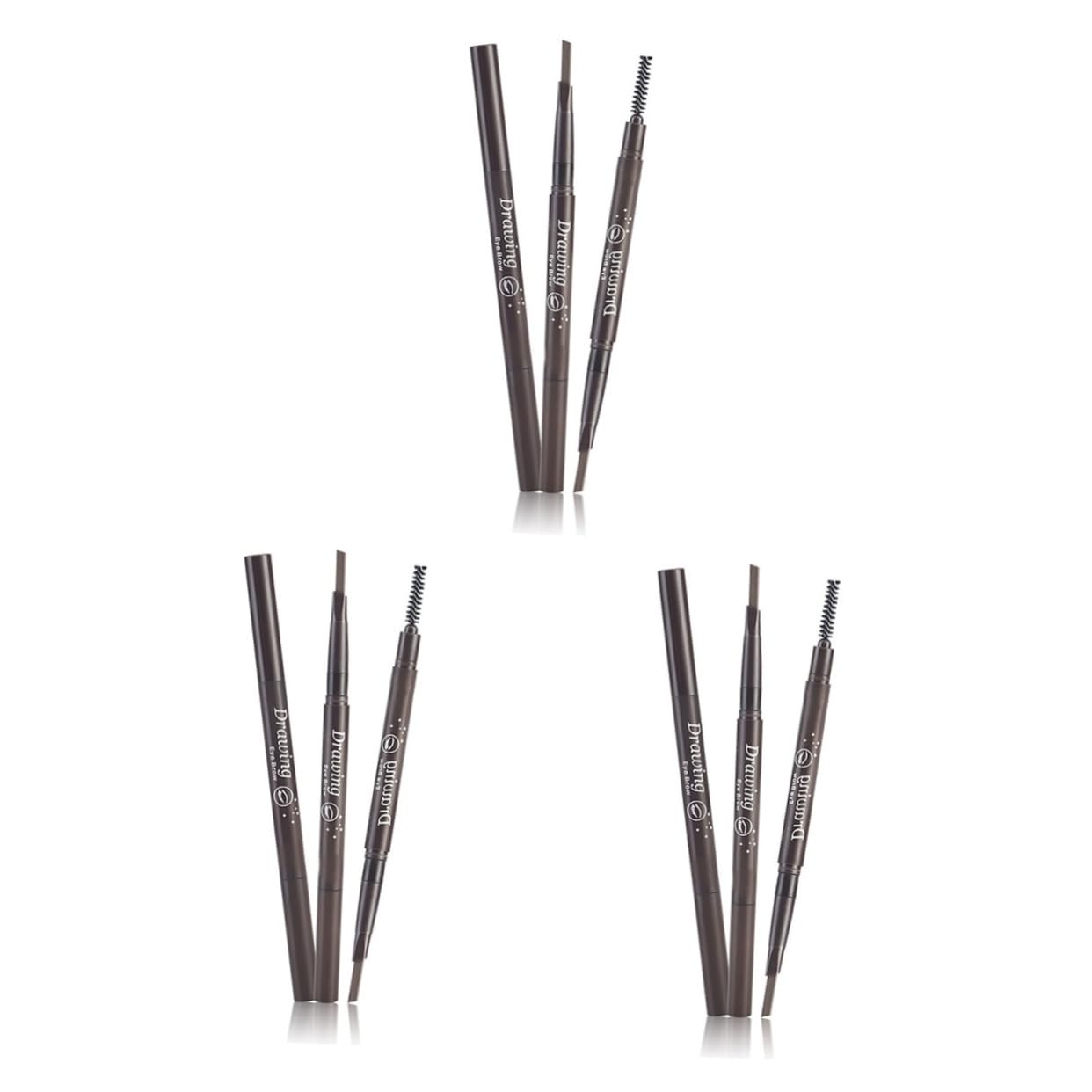 Олівець для брів FRCOLOR Eyebrow Spoolie Brush 3 шт 2 1 Eyebrow Pencils Filler Microblading Pen Makeup Coffee Waterproof Ротуючий стрижень, фото №7