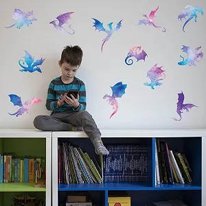 Наклейка на стіну SUPERDANT Watercolour Dragon Silhouette Прозора Вінілова - Фото 1