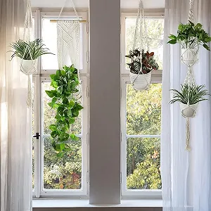 Подвесная корзина Macrame Cotton Boho Set of 2 Color-A synthetic.ua - Фото 1