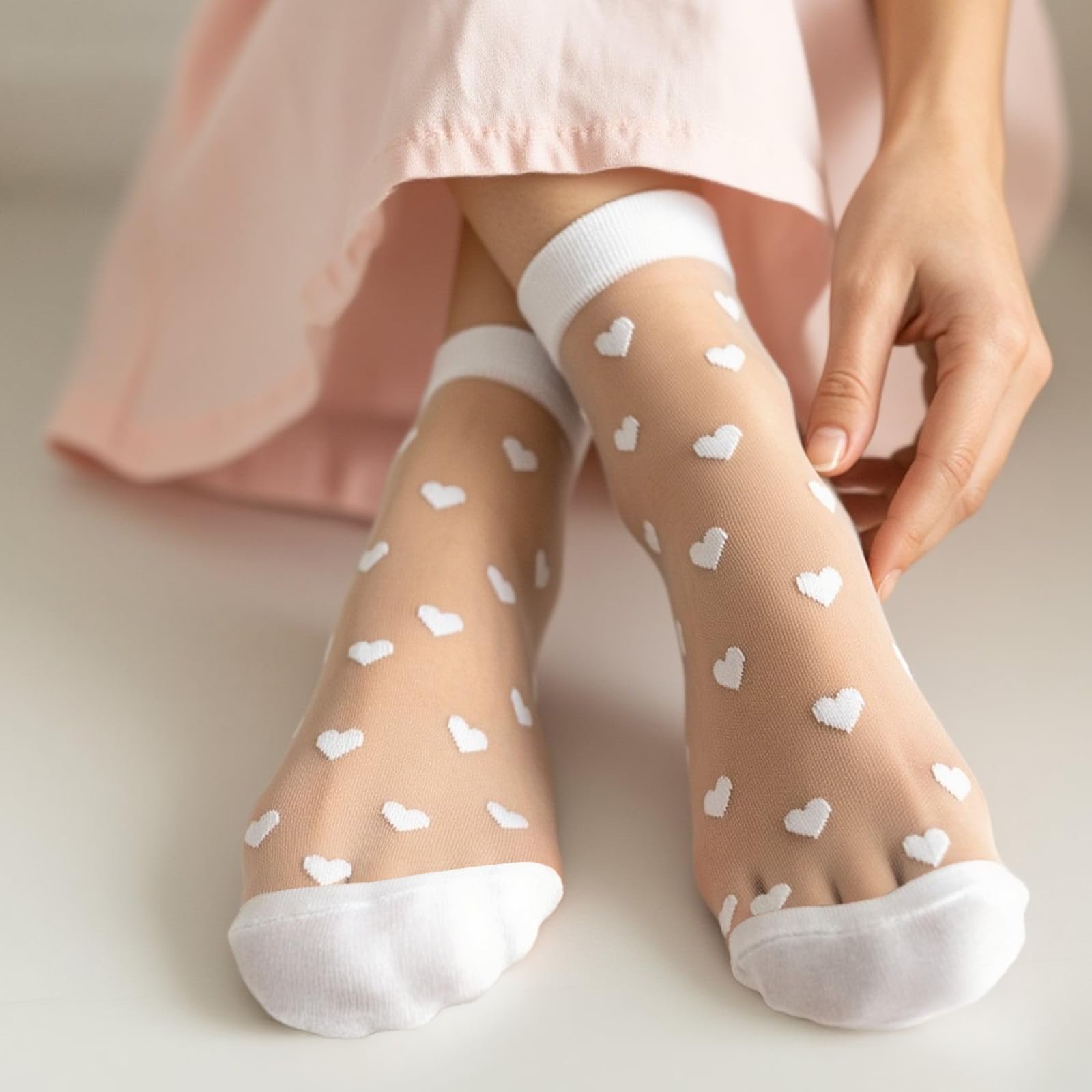 Шкарпетки з сердечками Larrel, 6 пар, прозорі, фото №5