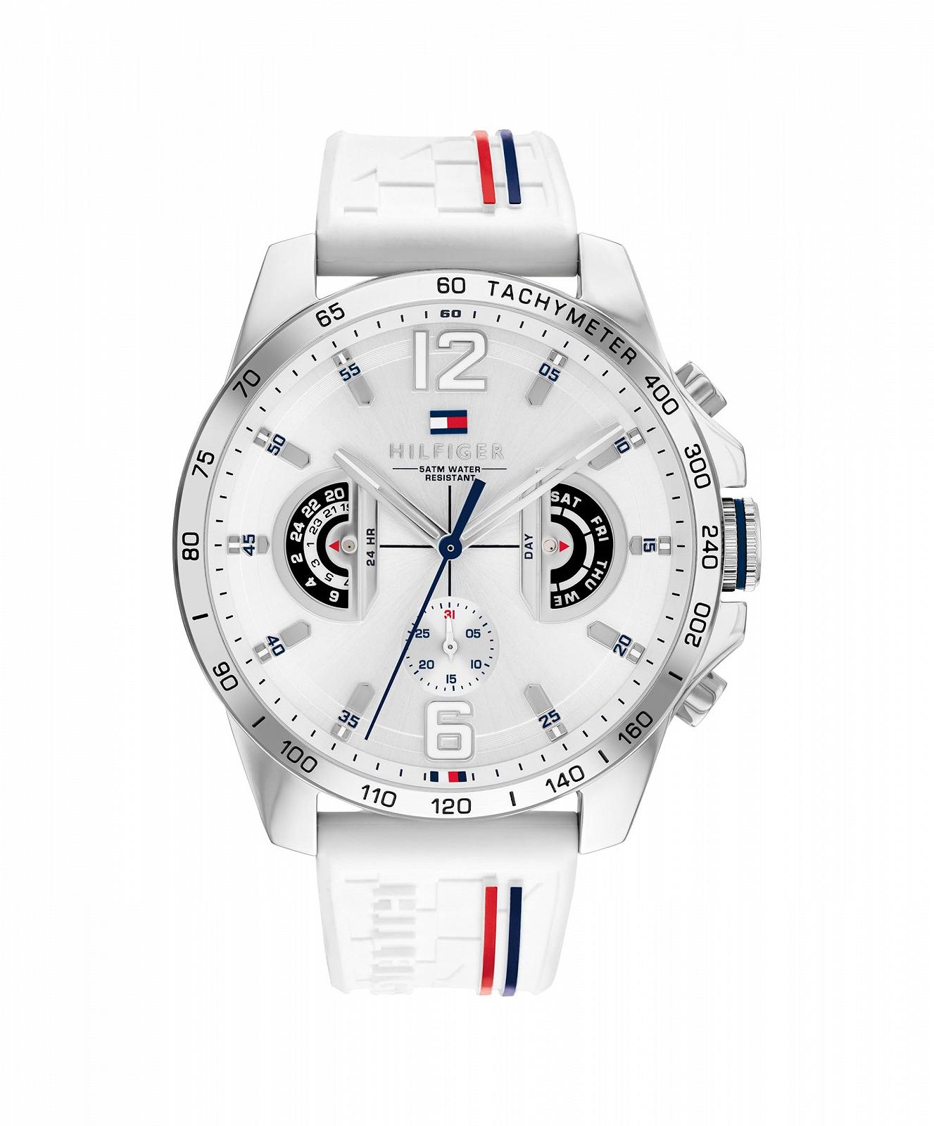 Мужские аналоговые многофункциональные кварцевые часы Tommy Hilfiger с силиконовым, нержавеющим стальным или кожаным ремешком, дополнительные циферблаты для дня и даты, водонепроницаемость до 5 атм., фото №1