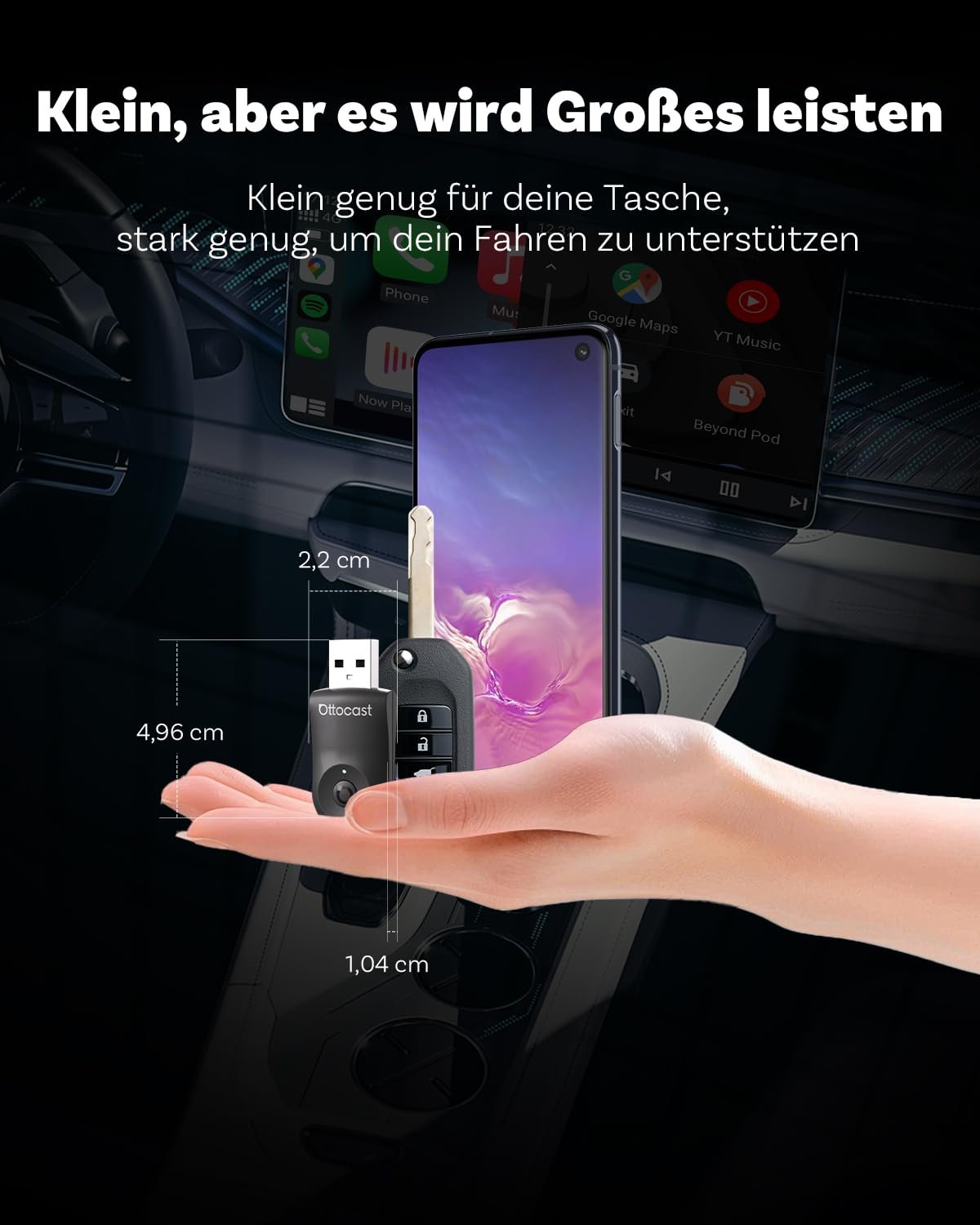 Адаптер Беспроводной CarPlay/Android OTTOCAST Mini 2-в-1 Черный, фото №5