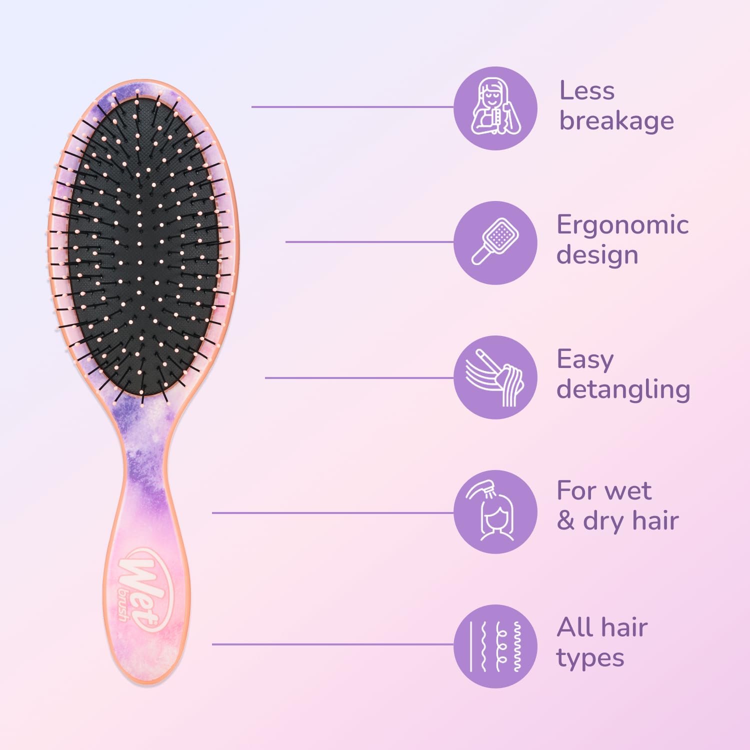 Гребінець WetBrush Original Detangler Серія Colour Wash Collection Watermark, фото №4