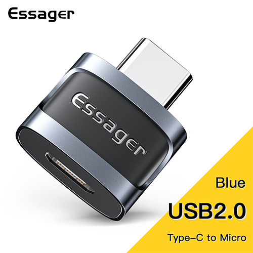 Адаптер Essager Type-C на Micro USB 2.0 Blue PS, фото №1 Адаптер Essager Type-C на Micro USB 2.0 Blue PS, фото №1